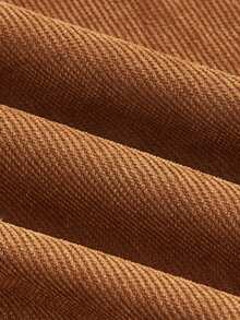 SHEIN MOD 女式加大码拼接阔腿裤，带口袋，适合 - 棕色 - 查看 3