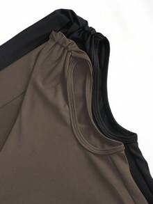 Sweetra 2pcs/Set Asymmetric Collar Fitted T-Shirt, Versatile Casual Top, Spring/Summer - Multicolor - View 6