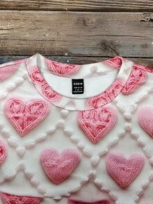 EMERY ROSE Women's Colorblock Heart Pattern Crew Neck Long Sleeve Sweatshirt - Multicolor - View 3