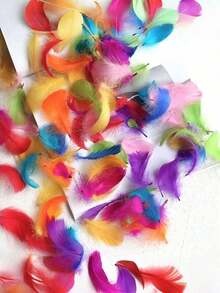 100根混色鹅毛，可用于手工制作、DIY圣诞装饰、天使翅膀和捕梦网制作、波西米亚风婚礼派对装饰、天然羽毛帽子制作、摄影道具、节日装饰品 - 彩色 - 查看 21