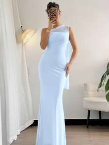 Firerie 女士优雅浪漫时尚办公室女士性感修身长裙，不对称肩部设计，适合派对、海滩度假、返校、约会、婚礼、生日、复活节、春夏季