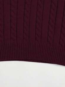 Elamini Solid Color Crew Neck Ribbed Knit Casual Sweater Vest - Red Violet - View 3