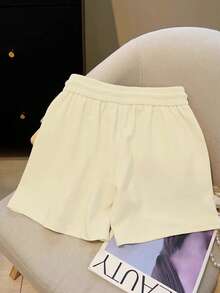 Resyla Celana Pendek Wanita Kasual Motif Lemon dengan Tali Serut - Kuning muda - View 2