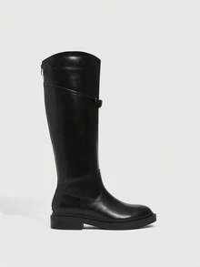 Daringsoles Women's Buckle Design Casual High-Top Boots, Versatile For Daily Wear For Christmas - Black - View 8
