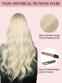 9AM Hair 7pcs 130g/150g 60# Platinum Blonde Full Head Seamless PU Double Weft Clip Ins Real Human Hair Extensions - S60 - View 8