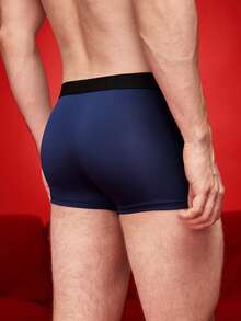 Calzoncillos tipo bóxer cómodos con diseño de berenjena navideña de color contrastante, regalos navideños divertidos para hombres - Azul Marino - Ver 3
