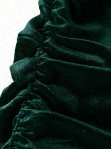 Franclia Women's Velvet Turtleneck Ruched Waist Bodycon Mini Dress - Dark Green - View 3