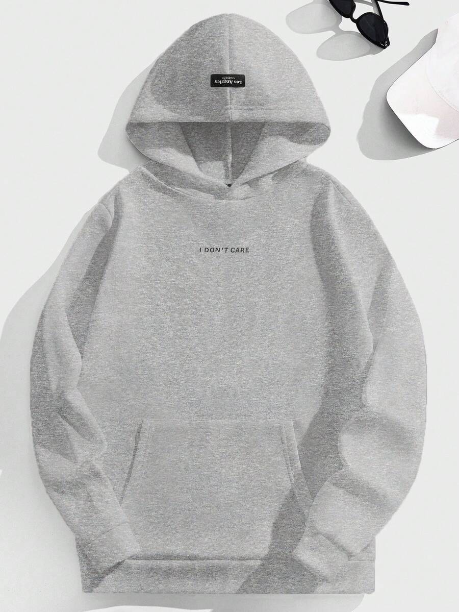 EASEVO Hoodie Sweatshirt Kasual Pria Ukuran Besar untuk Pemakaian Sehari-hari - Light Grey - View 1