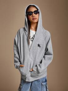 Radiana Tween Girl Zip Up Grey Solid Color Hoodie Sweatshirt,In Fall/Winter - Grey - View 6