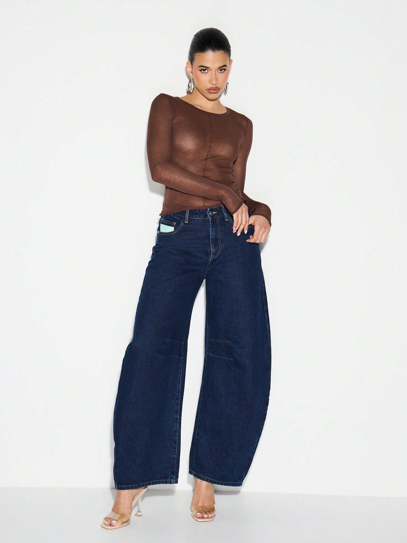 KIZN Ribbed Knit Long Sleeve Crop Top