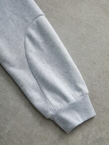 PAVTROS 男士弹力纯色街头风灰色卫衣，男士运动服，男士套头卫衣 - 淺灰色 - 查看 3