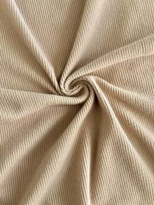 FavEase Women's Autumn/Winter Comfortable Fitted Metal Button Ribbed Knit Bodysuit - Apricot - View 7