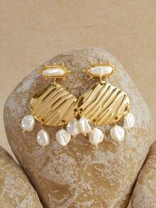 Opalesca Cercei cu pandantiv din perle, Ținute, Bani vechi, Accesorii de nuntă/mireasă, Zână/Zână, Perlă, Metalic/Texturat, Toamnă/Iarnă, Elegant, Pentru mamă/Femei/Fată/Mamă, Premium, Vintage, Stratificat