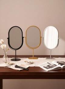 Cirelle Eleganckie złote owalne lustro toaletkowe, stylowa metalowa rama, polerowana powierzchnia szklana, sypialnia i dekoracja drzwi przenośne lustro do makijażu, nie wymaga zasilania, dekoracja akademika, stylowy design lustra, przenośne lustro, dekoracyjne lustro ścienne