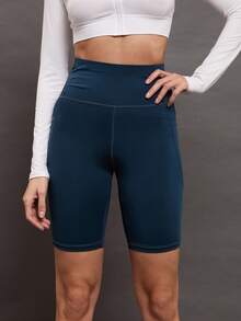 Activina Side Phone Pocket Sports Shorts Stretchy Shorts Biker Shorts Spandex Short - Navy Blue - View 6