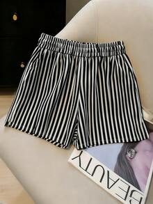 Resyla 女士夏季休闲度假柠檬刺绣条纹印花抽绳腰带侧口袋短裤 - 彩色 - 查看 2