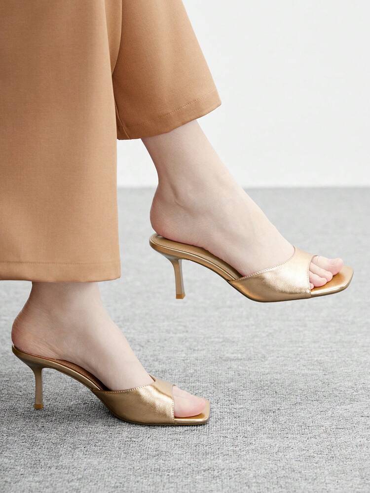 CUCCOO BIZCHIC Sandales à talons stilettos à bout carré pour femmes, simples mais élégantes, polyvalentes pour le travail et les tenues décontractées