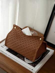 1 Hộp đựng khăn giấy họa tiết dệt dung tích lớn, có nắp đậy để đựng khăn giấy cho gia đình, phòng khách, bàn bếp, phòng ăn, phòng ngủ, trang trí ngày lễ, lễ hội, quà tặng đám cưới không thể thiếu - Nhiều màu - Xem 4