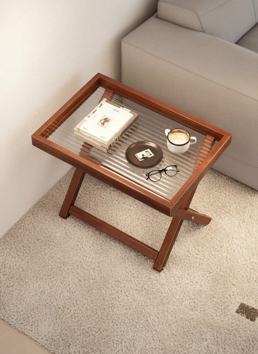 Cirelle طاولة جانبية قابلة للطي، خزانة جانبية لغرف...