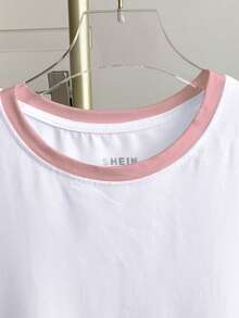 Resyla 女士撞色标语蝴蝶结印花短袖休闲圆领T恤 - 白色 - 查看 3