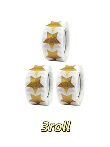 500 Sheets/Set 1set/2sets/3sets Laser-Cut Fine Sand Gold Five-Pointed Star Graffiti Stickers, Waterproof Self-Adhesive Paper, For Gift Wrapping, Mobile Phone Back Decoration, DIY Bags - Multicolor - View 7