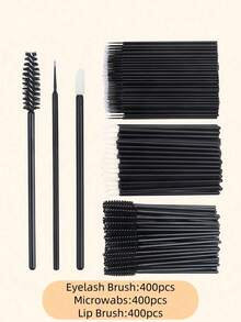 1200 piezas, Kit de cepillos para extensiones de pestañas - Spoolies desechables para pestañas, hisopos micro, cepillos para brillo de labios, set 3 en 1 - Multicolor - Ver 12