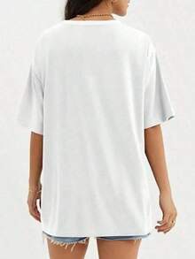 Camiseta gráfica "El arte está en todas partes" - Camiseta de cuello redondo suave y transpirable, ligera y cómoda ropa casual de verano, impresión de letras negras sobre fondo blanco, declaración de moda artística. Verano - Blanco - Ver 2