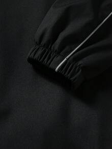 PAVTROS 男士休闲时尚街头通勤反光撞色滚边拉链夹克，春秋季 - 黑色 - 查看 6