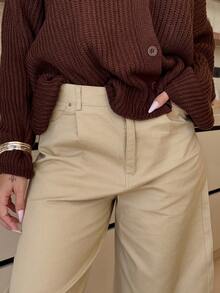 Mélanie ORL Plus Size Loose Solid Color Harem Pocket Pants For Women, Spring/Summer Casual - Khaki - View 6
