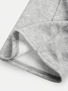 SHEIN 少女百搭休闲家居舒适柔软保暖褶皱阔腿直筒运动裤，灰色，儿童款 - 灰色 - 查看 4