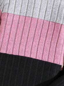 Elladie kids Setelan Kaos Lengan Panjang dan Celana Rajut Bergaris Warna-warni Kasual untuk Anak Perempuan, Musim Gugur/Semi - MultiWarna - View 5