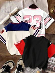 SHEIN EZwear Bộ 3 áo thun tay ngắn cổ tròn đơn giản, thoải mái, phù hợp cho mùa hè dành cho nữ - Nhiều màu - Xem 2
