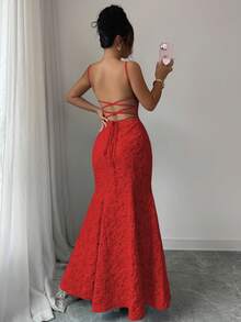 Rafferiza Vestido de fiesta azul para mujer con textura floral de satén sin mangas y versátil - Burdeos - Ver 2