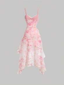 SHEIN MOD Women's Romantic Vintage Lace Dress With Ruffle Hemline, Bodycon Dress,Dress Party,Pink Floral Dress,Summer Dress,Valentine Outfits - White - View 2