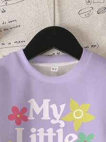 My Little Pony X SHEIN 女童休闲字母卡通图案圆领卫衣，秋季款 - 白色 - 查看 3