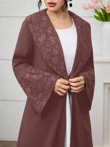 Yasmyna Áo khoác Cardigan Abaya Jacquard Patchwork thanh lịch - Bụi hồng - Xem 1