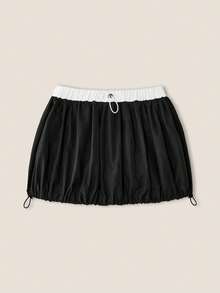 Muvela Women Solid Color Fashionable Skirt, Suitable For Summer Graduation - Black - View 1