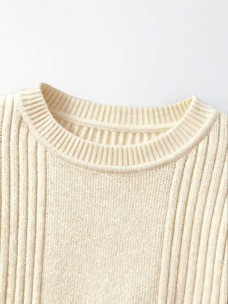 Franclia Suéter casual de unicolor con volantes en el bajo, otoño/invierno - Albaricoque - Añade 4