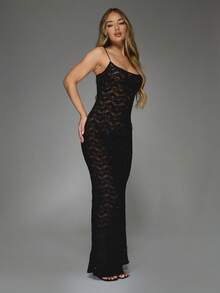 MISSGUIDED Elegant Sequin Embellished Lace Evening Gown Formal Floor Length Spaghetti Strap Mermaid Dress Special Occasion Wedding Guest Maxi Dress