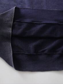 ROMWE MEN Street Life Teen Boy Balaclava Hat Graphic Print Washed Sweatshirt - Navy Blue - View 7