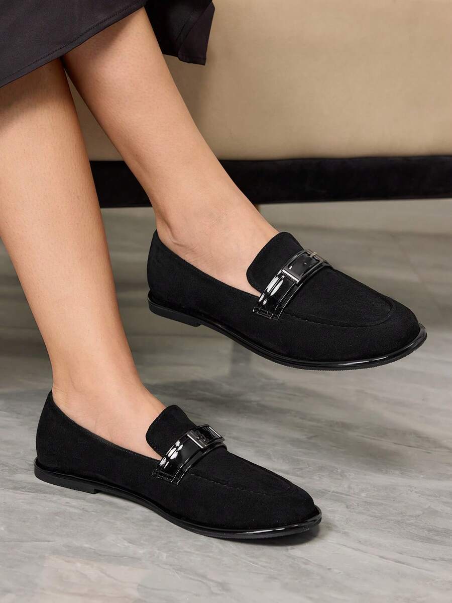 Sleekvia Zapatos planos versátiles y casuales de moda minimalista para mujer - Negro - Ver 1