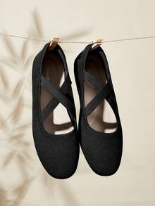 Ressula Women's Casual Versatile Commuting Simple Solid Color Flats - Black - View 1