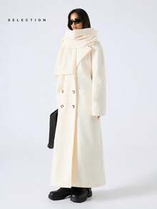 LYSMO 2025 New Arrive Minimalism Winter Women's Solid Color Minimalist Long Sleeve Overcoat, Everyday Wear - Beige - View 4
