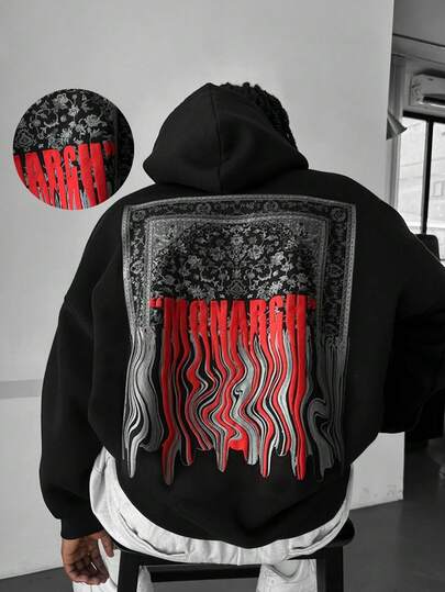 sweat-shirt à capuche imprimé couleurs contrastées pour homme