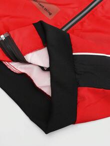 ROMWE MEN Street Life Chaqueta con cremallera y cuello alto de elemento de carreras callejeras de moda para hombres, adecuada para otoño/invierno - Multicolor - Ver 8