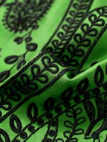 Aveloria EMERY ROSE Chaqueta ligera sin mangas con bordado de contraste elegante para mujer, de estilo occidental retro - Verde - Ver 5
