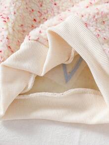 SHEIN 2件套女婴秋冬蓬松针织长袖上衣+粉色针织裤休闲套装 - 藍色 - 查看 5