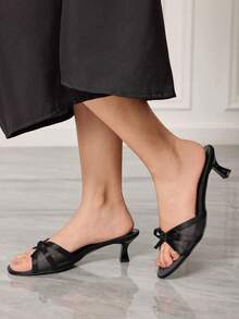 Sleekvia Sandal cao gót quai ngang kiểu mule dành cho nữ, mẫu mới mùa hè. - màu đen - Xem 5