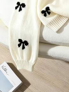 Franclia 2022 秋冬新款博主风格时尚蝴蝶结装饰休闲套头毛衣、长袖上衣