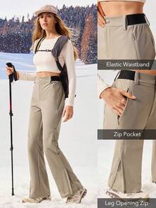 OutZeal Women PFC-Free Water-Resistant Stretchy Nylon Elastic Waistband Outdoor Pants Hiking Camping Fall - Khaki - View 4